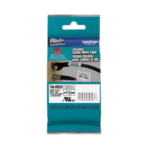 BROTHER TZEFX231 NASTRO PER STAMPANTE A TRASFERIMENTO TERMICO 12MM x 8MT COLORE BIANCO STAMPA NERO